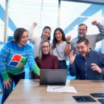 business students happy