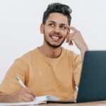 student studying science