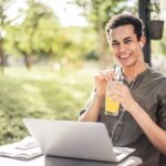 smiling student handling self-care and taking a break