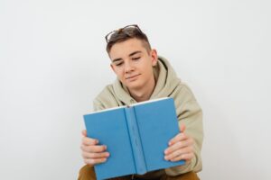 student reading essay draft