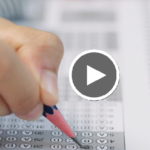 student taking SAT test