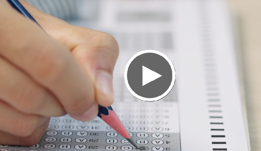student taking SAT test