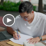 student writing essay