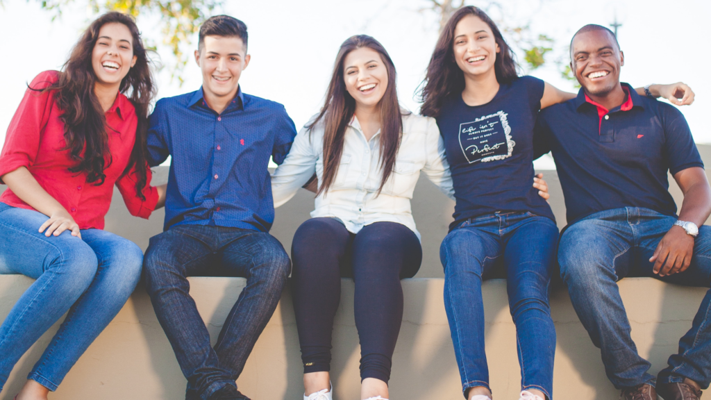 group of high school students smiling college planning