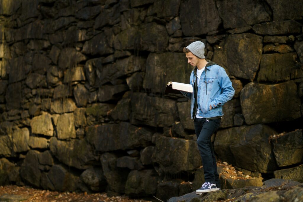 high school student reading