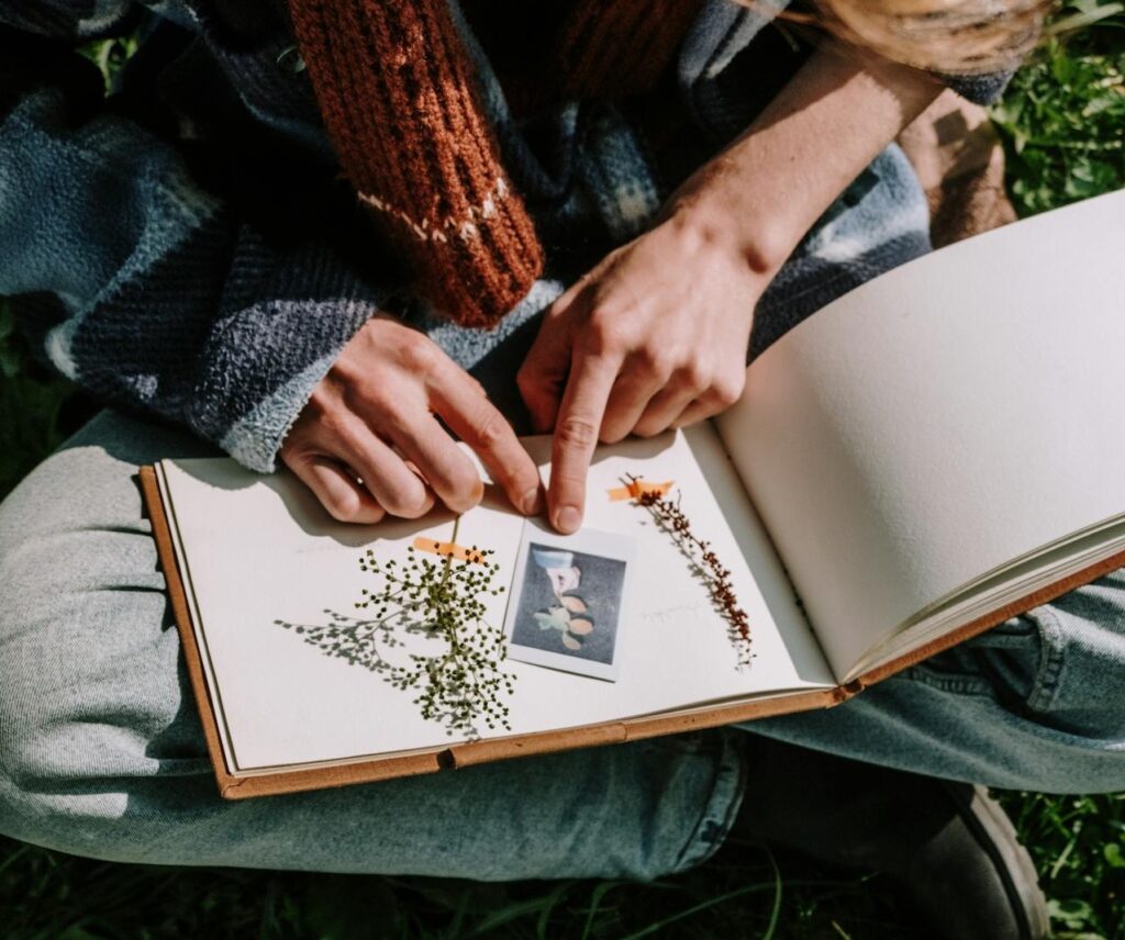 student looking at small details