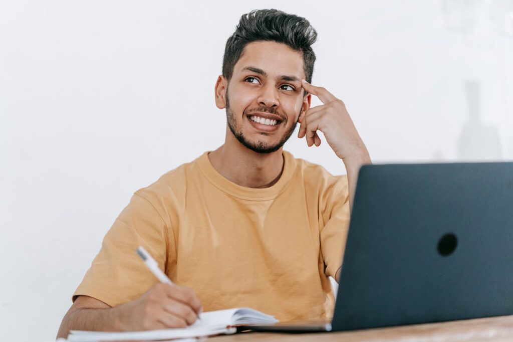 student studying science