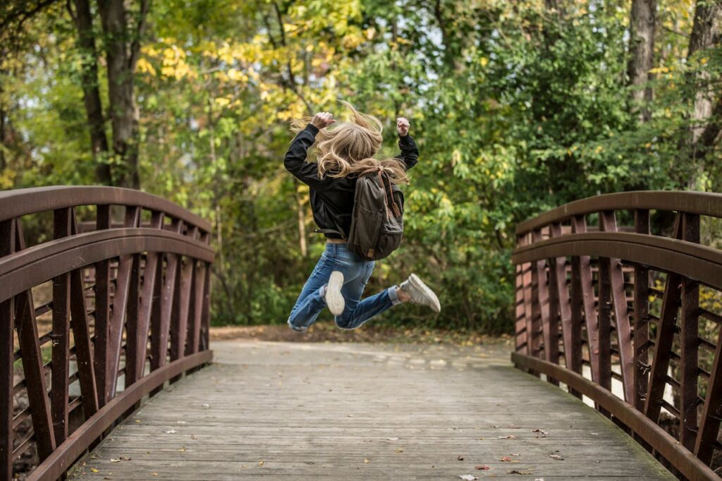 student jumping