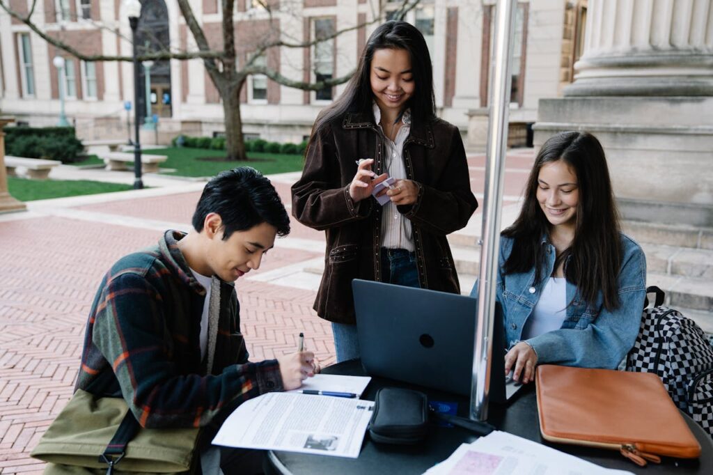 students organizing college applications